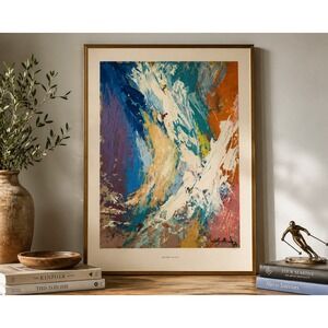 Leroy Neiman Squaw Valley Ski Print Abstract Olympic Snow Poster Vintage Art